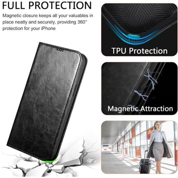 iPhone 14 Pro Max Case, Premium Handcrafted PU Leather Wallet Case, Wireless - Picture 12 of 14